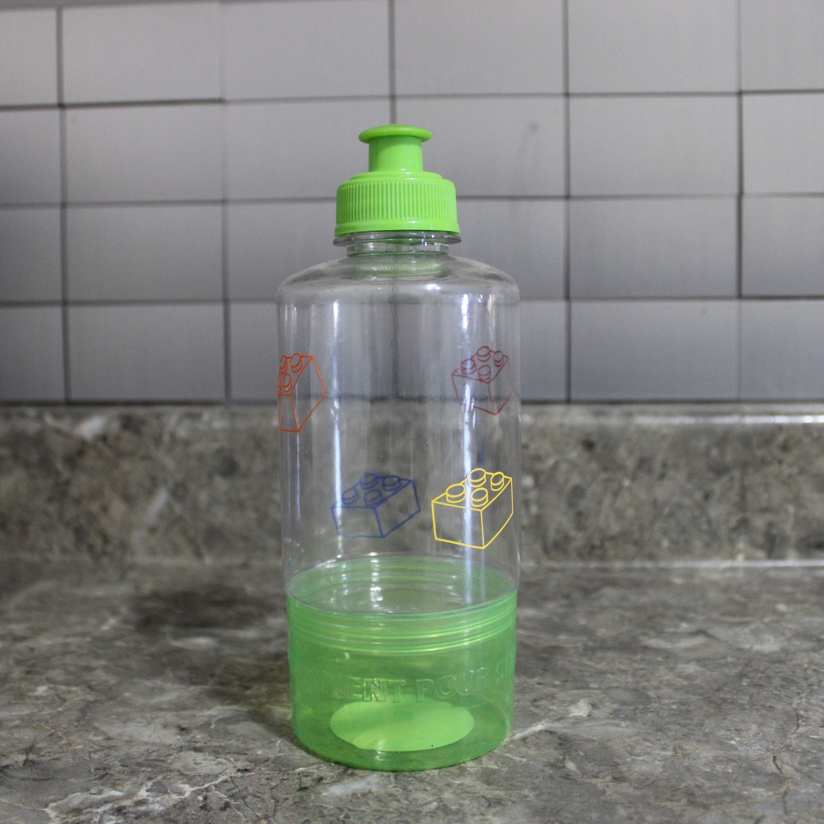 Building Block Decorated Water Bottle with Storage