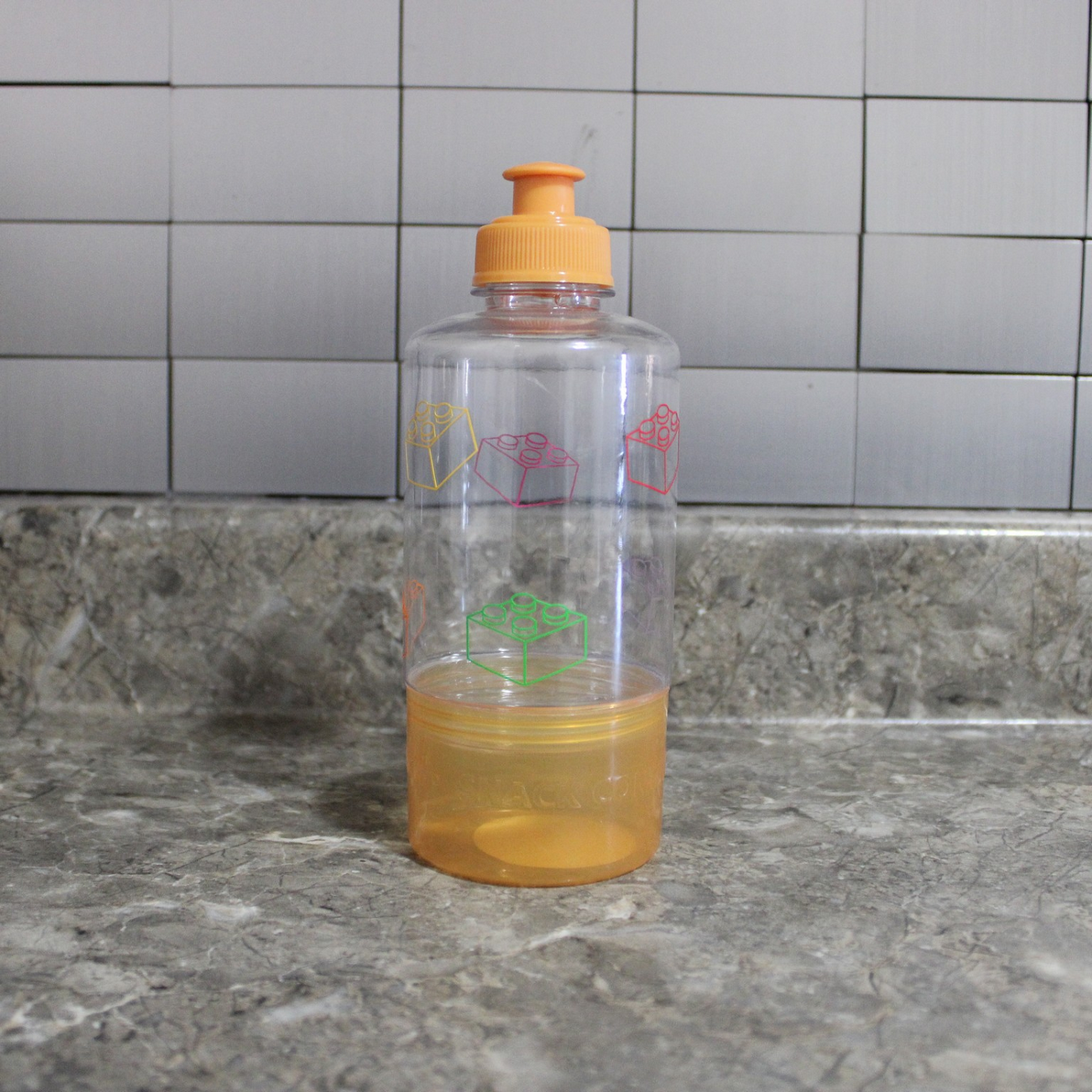 Building Block Decorated Water Bottle with Storage