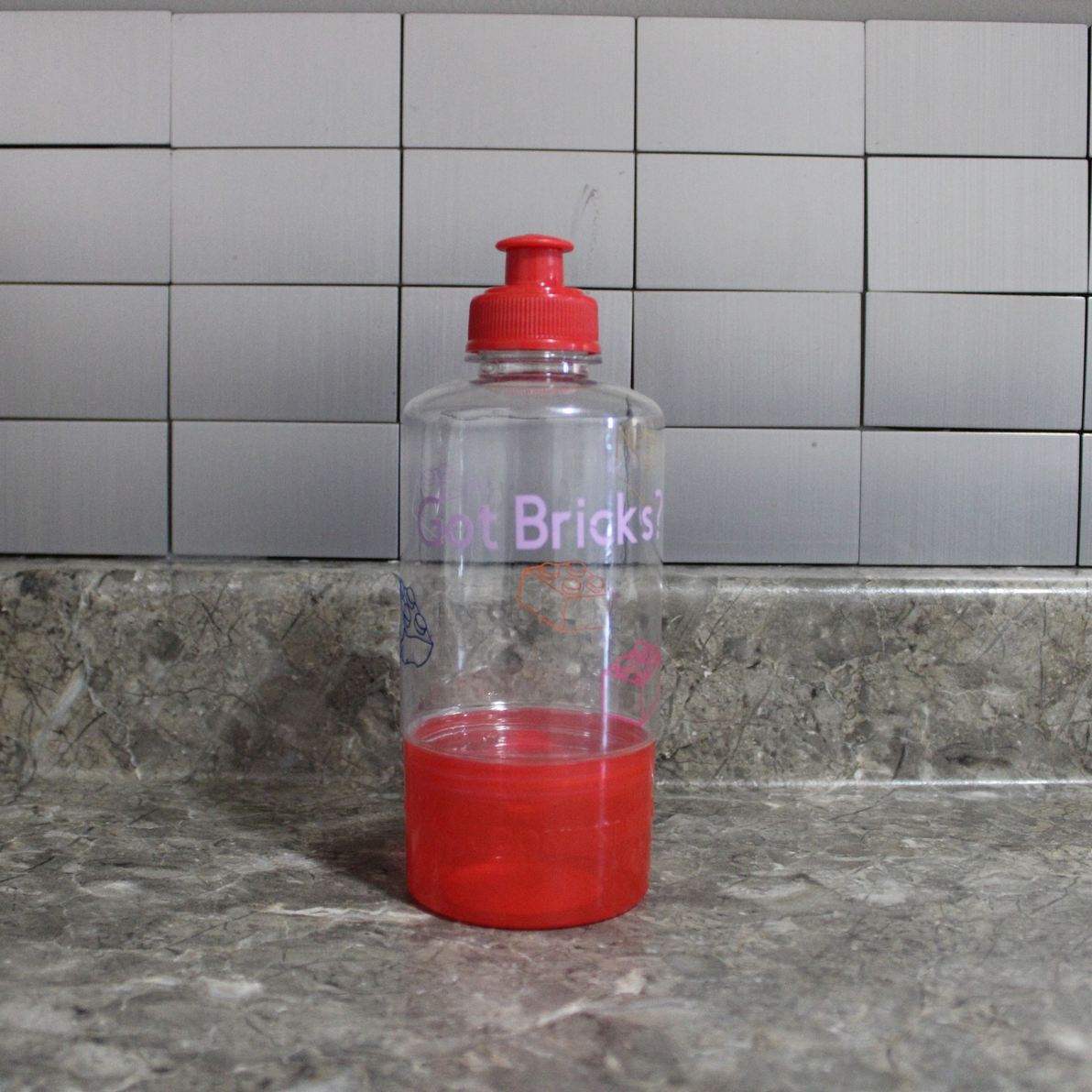 Building Block Decorated Water Bottle with Storage